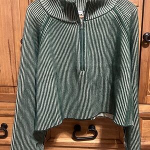 Zenana Outfitters Forest and Cream Striped Sweater NWOT